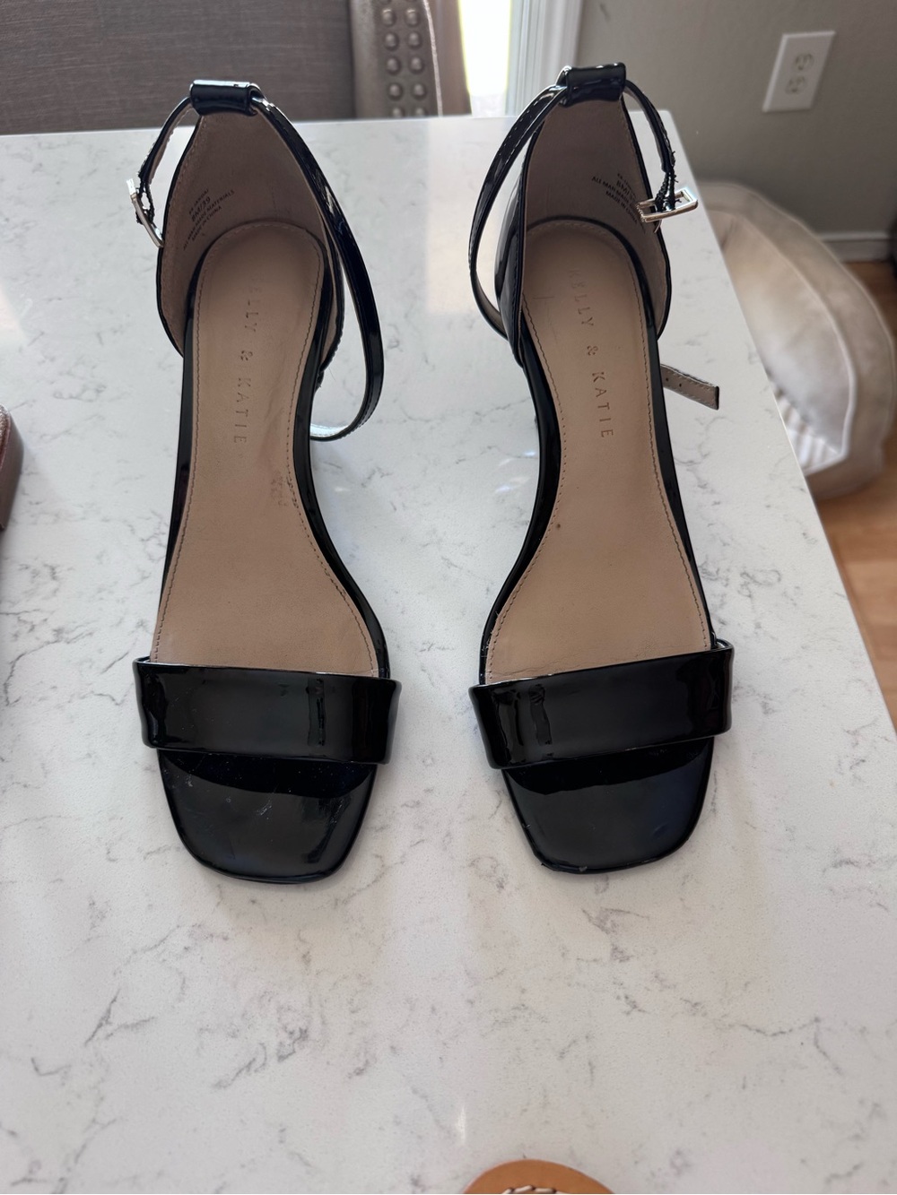 Kelly Katie Black Ankle-Strap Sandals heels 39 size 8